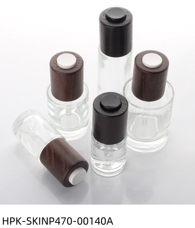 Thick Base Glass Bottle with Wood Push-button Pipette Cap